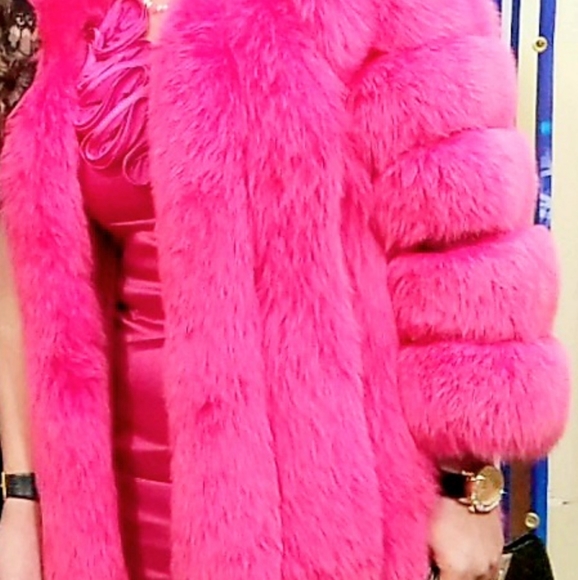 Pink Real fur Coat size M- L - Picture 1 of 3